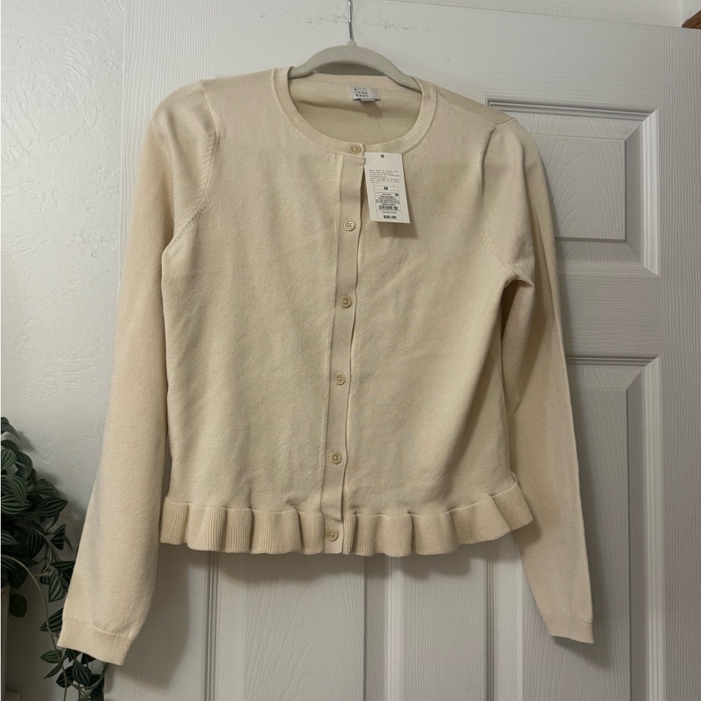 Women's peplum cardigan beige size Medium brand NEW